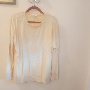 Cream Smiley Graphic Crewneck Sweatshirt